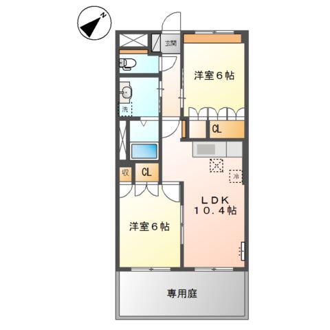 来夢6868(2LDK/1階)の間取り写真
