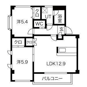 リーベン・ガナール(2LDK/2階)の間取り写真
