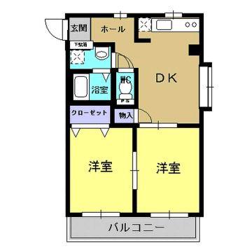 カーサナカハラ(2DK/4階)の間取り写真