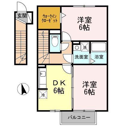 エントピア・S(2DK/2階)の間取り写真