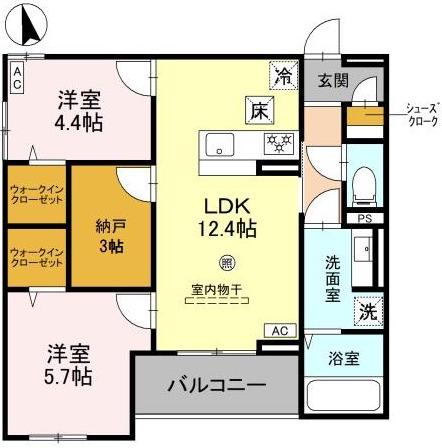 COCOONIA(2SLDK/1階)の間取り写真