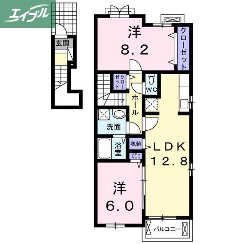 グレース カトレヤ(2LDK/2階)の間取り写真