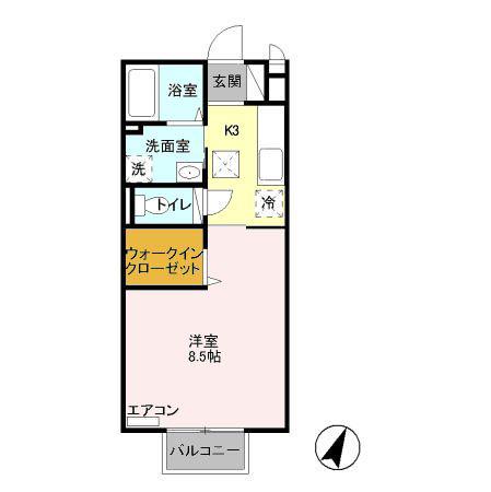 ブランフルール(1K/1階)の間取り写真