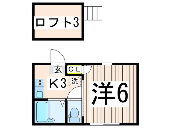 エクレール(1K/2階)の間取り写真