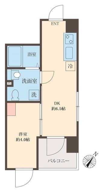 スフィア日本橋富沢町(1DK/4階)の間取り写真