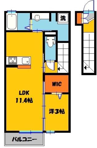 クレインI(1LDK/2階)の間取り写真