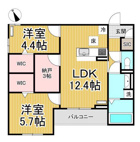 COCOONIA(2SLDK/3階)の間取り写真