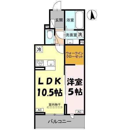 草加市氷川町PJⅣ A(1LDK/2階)の間取り写真