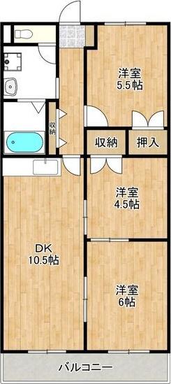 エレガンス生田(3LDK/2階)の間取り写真