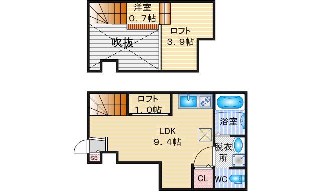 VELO SOTOYAMA(1SK/1階)の間取り写真