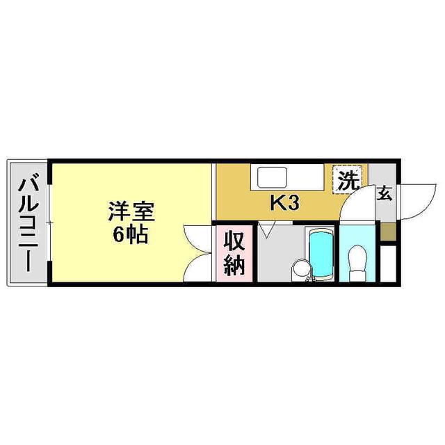 紅葉ハイツ(1K/4階)の間取り写真