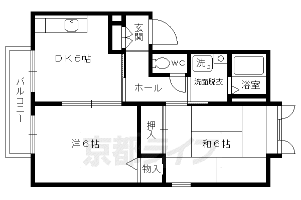 びれっじきさらぎII(2DK/1階)の間取り写真