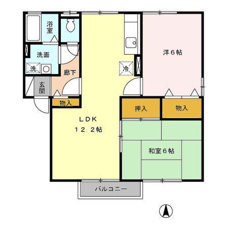 アークフラッツII A棟(2LDK/2階)の間取り写真