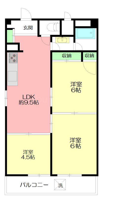 大船コーポピアネーズ(3DK/6階)の間取り写真