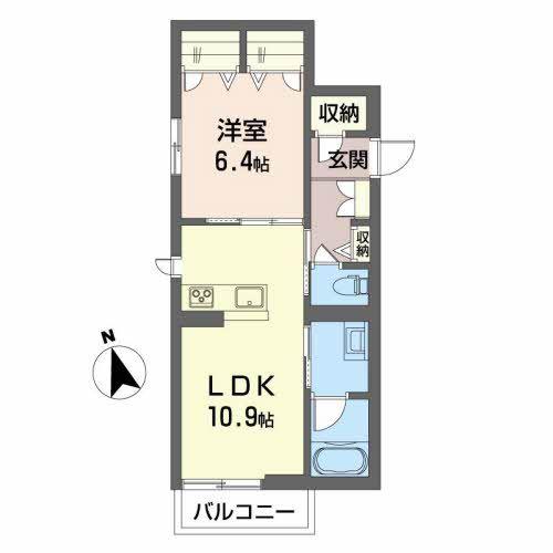 ヴィアソーレK(1LDK/1階)の間取り写真