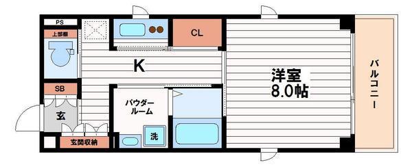 サンライズSC(1K/8階)の間取り写真