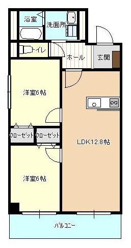 ベルフィット黒石(2LDK/2階)の間取り写真