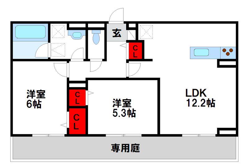 CHOUETTE(2LDK/1階)の間取り写真