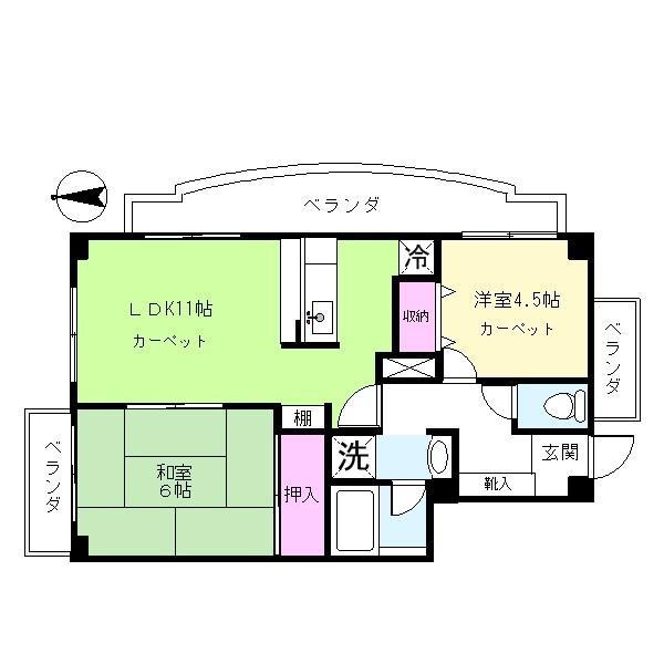 ペアハウス池上(2LDK/3階)の間取り写真