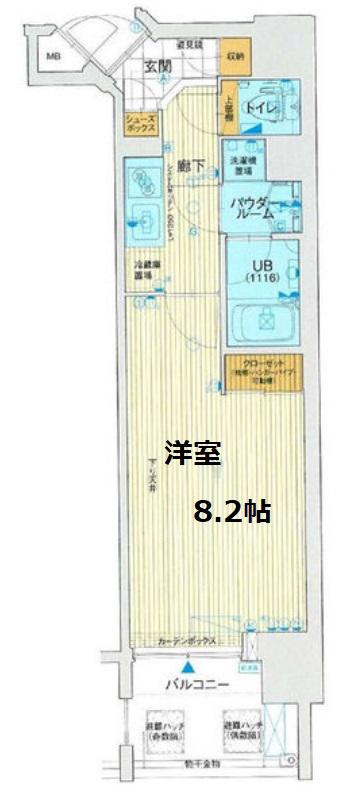アスヴェル東本町II(1K/8階)の間取り写真