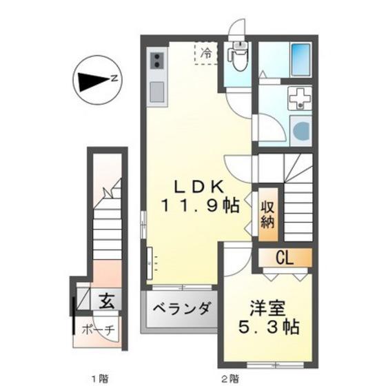 ファミーユ(1LDK/2階)の間取り写真