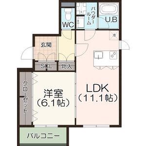 名古屋市西区平中町共同(1LDK/2階)の間取り写真