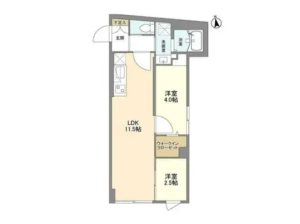 ウェルスクエア学芸大学II(2LDK/3階)の間取り写真