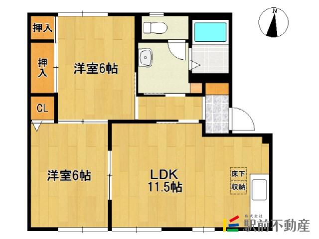 Kアントレ C棟(2LDK/1階)の間取り写真