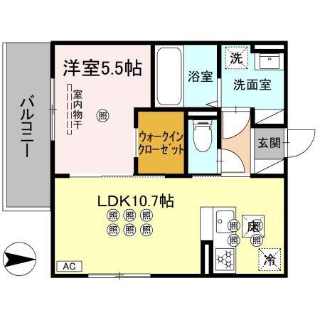 クランツ朝生田(1LDK/1階)の間取り写真