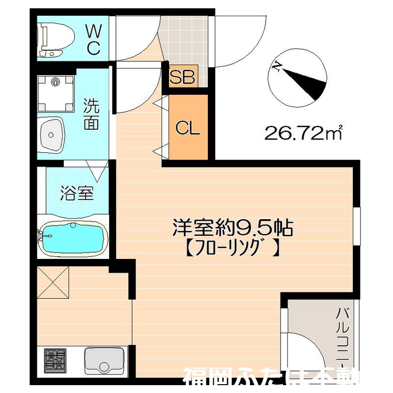 パームヴィラ笹原II(1K/2階)の間取り写真
