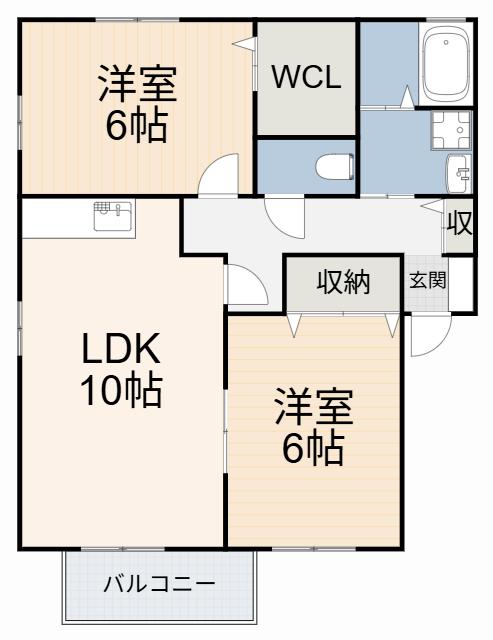 ネオフォレストF(2LDK/2階)の間取り写真