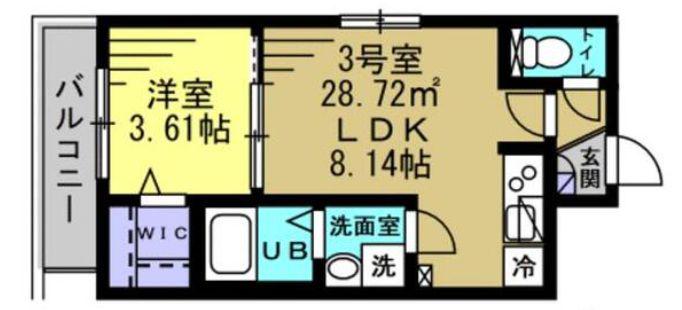 RAPA津田沼(1LDK/3階)の間取り写真