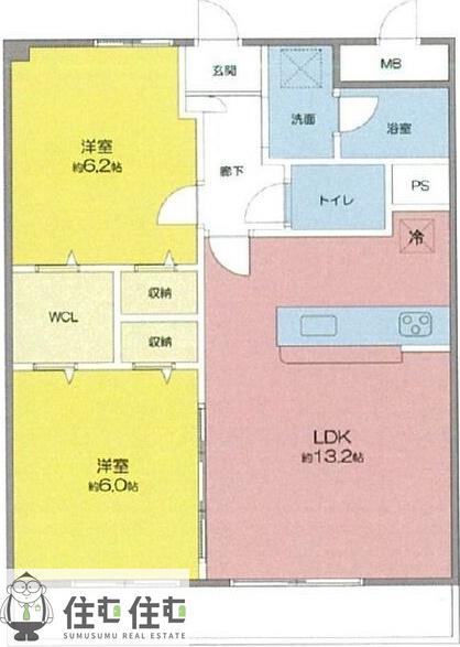 カームズ下林(2LDK/2階)の間取り写真