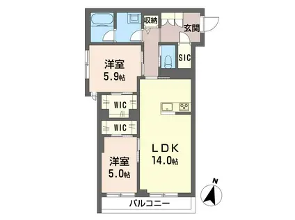 メゾン ド フー(2LDK/2階)の間取り写真