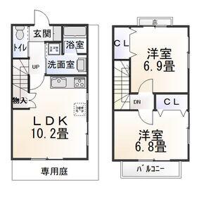 パストラル柿本(2LDK/1階)の間取り写真