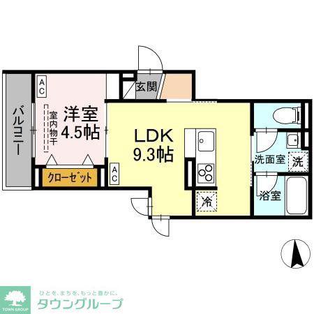 D-ROOM寺町(1LDK/3階)の間取り写真
