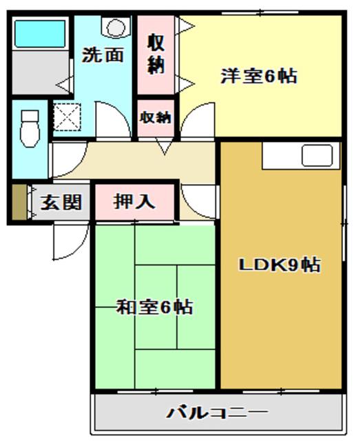 グリーンハイツ東久万(2DK/1階)の間取り写真