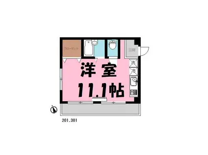 SANGI-Ⅳ(ワンルーム/3階)の間取り写真