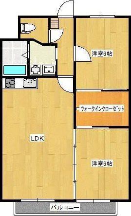 マンション加藤(2LDK/2階)の間取り写真