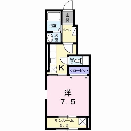プリマヴェーラ13(1K/1階)の間取り写真