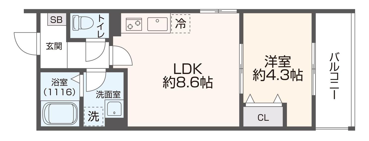 BADGE TOMOI EST II(1LDK/1階)の間取り写真