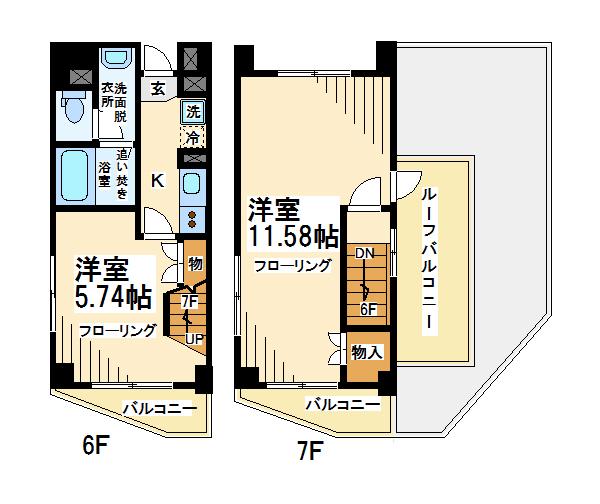プレジール千歳烏山 当社管理物件(2K/6階)の間取り写真