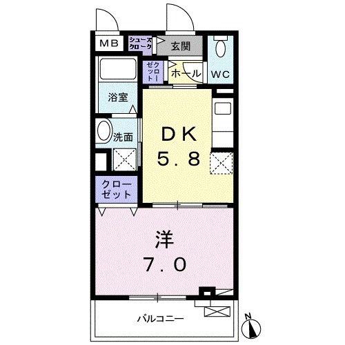 グランデ・スライブ(1DK/3階)の間取り写真
