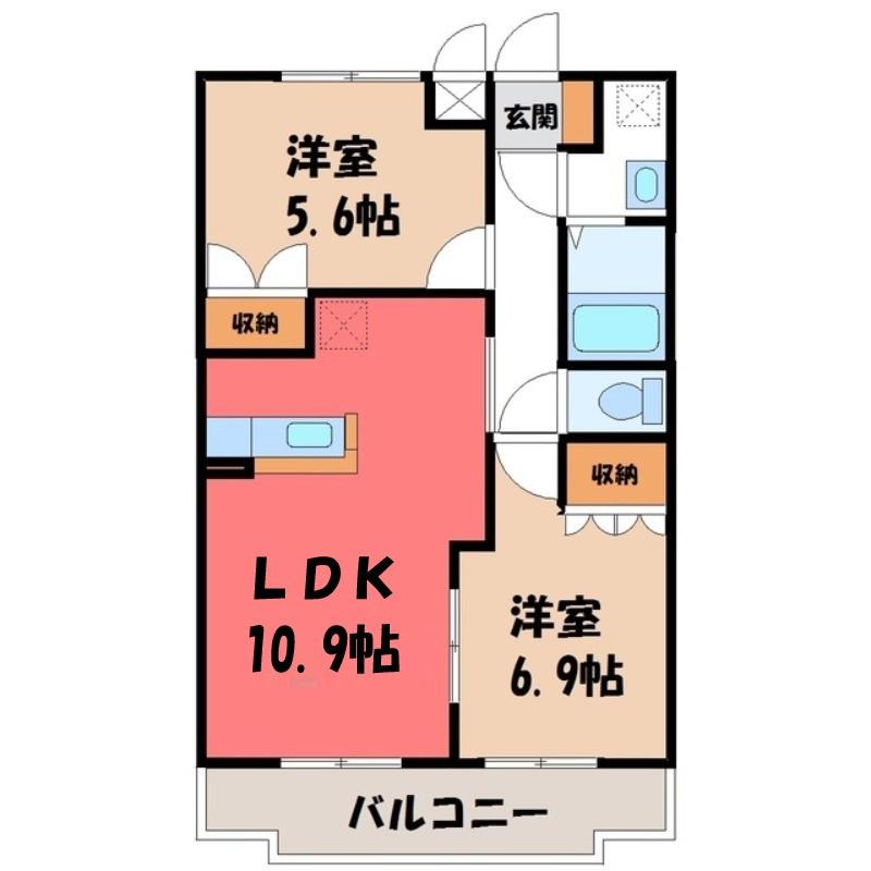 シャンティ(2LDK/2階)の間取り写真