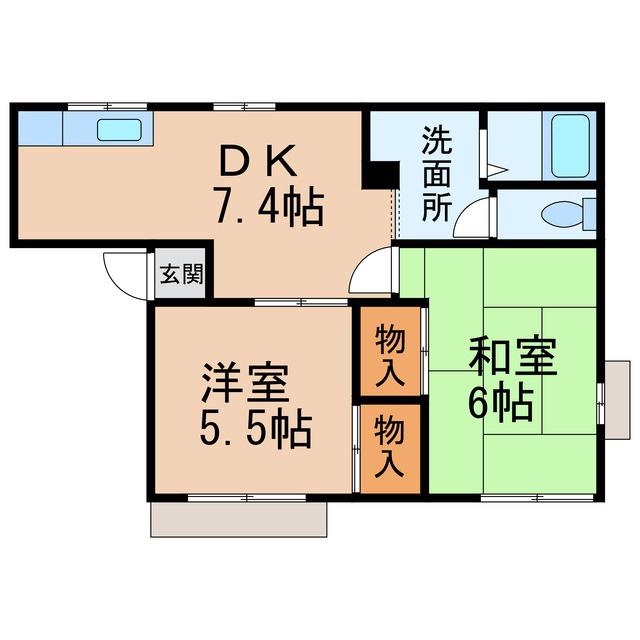 ガーデンハイツ湯浅(2DK/1階)の間取り写真