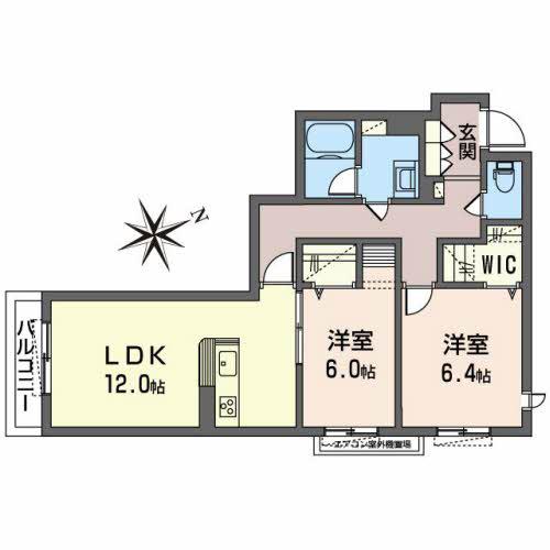 GRANDIR ウエスト(2LDK/3階)の間取り写真