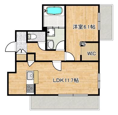 マグノリア(1LDK/1階)の間取り写真