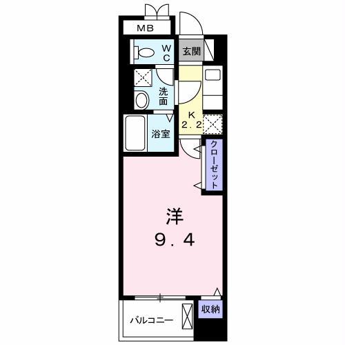 グランコート国府(1K/1階)の間取り写真