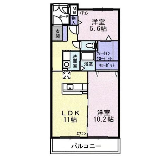 グランドヒルズヴィラ(2LDK/1階)の間取り写真