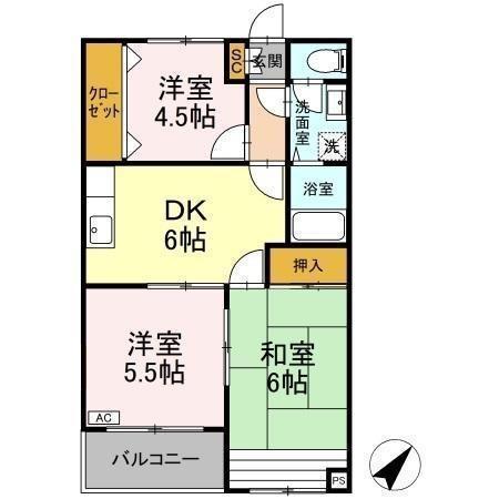 エルスタージュ中野(3DK/3階)の間取り写真